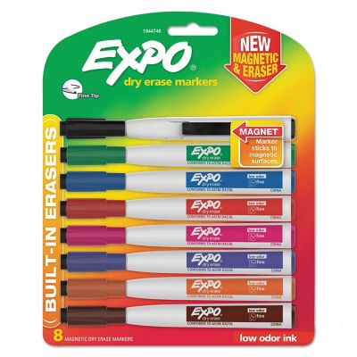Expo Magnetic Dry Erase Markers, Fine Bullet Tip, Assorted, 8-Pack