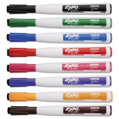 Image showing  Magnetic Dry Erase Markers, Fine Bullet Tip, Assorted, 8-Pack