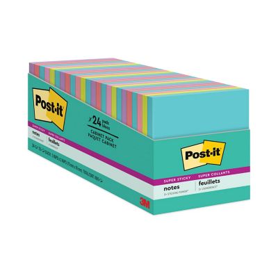 Post-it Notes Super Sticky Note Pads in Miami Colors, 3 in. x 3 in., 70 Sheets, 24-Pack