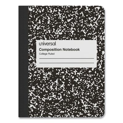 Image showing 1 th Universal Composition Book, Medium/College Rule, Black Marble, 9.75 x 7.5in., 100 Sheets, 6-Pack