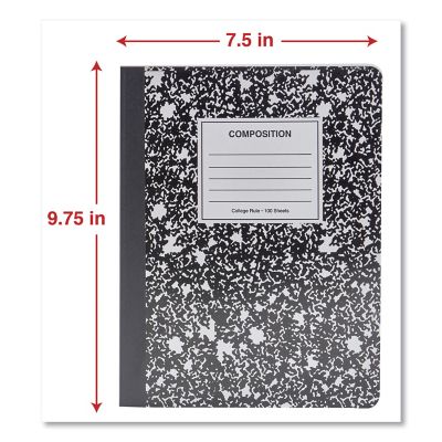 Image showing 5 th Universal Composition Book, Medium/College Rule, Black Marble, 9.75 x 7.5in., 100 Sheets, 6-Pack