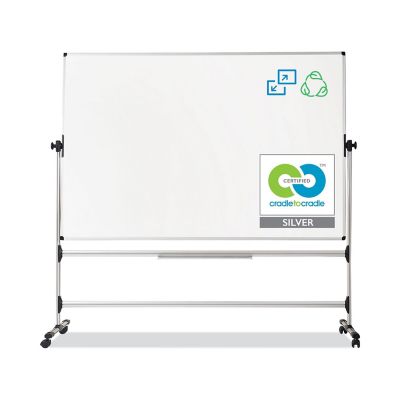 Image showing  Earth Silver Easy Clean Revolver Dry Erase Board, White, Steel Frame, 48 in. x 70 in.