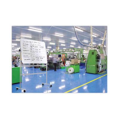Image showing  Earth Silver Easy Clean Revolver Dry Erase Board, White, Steel Frame, 48 in. x 70 in.