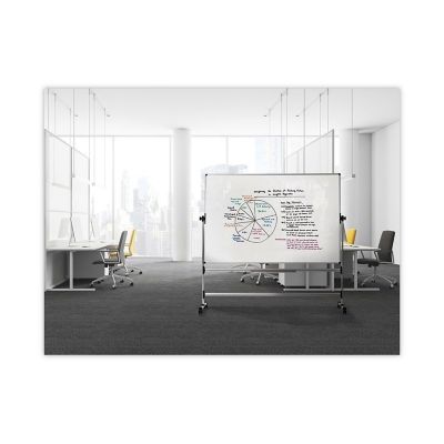 Image showing  Earth Silver Easy Clean Revolver Dry Erase Board, White, Steel Frame, 48 in. x 70 in.