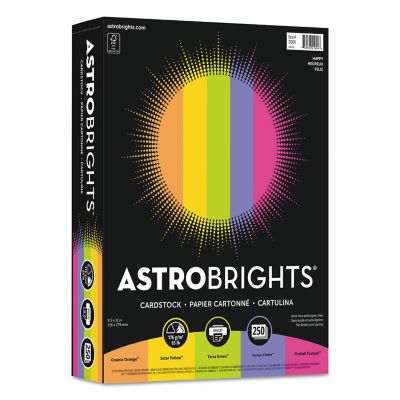 ASTROBRIGHTS Color Cardstock, 65 lb., 8.5 in. x 11 in., Assorted, 250 pk.