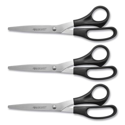 Image showing  All-Purpose Stainless Steel Scissors, Black, 3-Pack