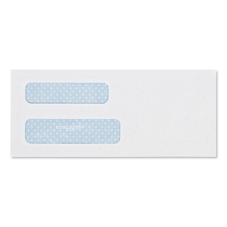 Quality Park Double Window Security-Tinted Check Envelopes, #8, Commercial Flap, Gummed Closure, White