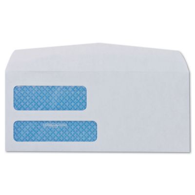 Image showing 1 th Quality Park Double Window Security-Tinted Check Envelopes, #8, Commercial Flap, Gummed Closure, White