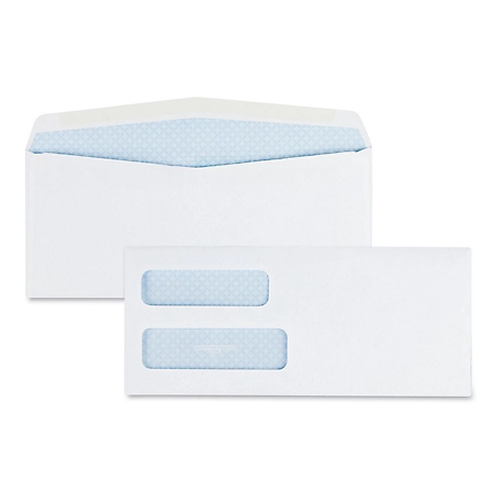 Quality Park Double Window Security-Tinted Check Envelopes, #10, Commercial Flap, Gummed Closure, White