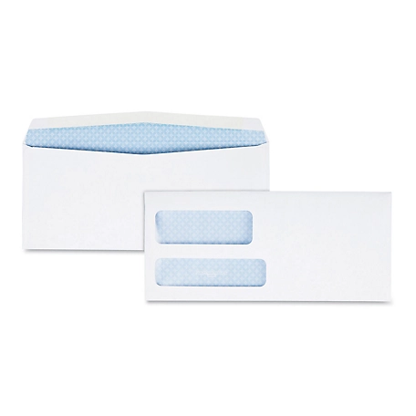 Quality Park Double Window Security-Tinted Check Envelopes, #9, Commercial Flap, Gummed Closure, White