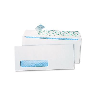Quality Park Redi-Strip Security Tinted Envelopes, Windowed, Commercial Flap, 4.13 in. x 9.5 in., White