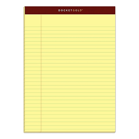 Tops Docket Gold Ruled Perforated Writing Pads, Wide/Legal Rule, 8.5 in. x 11.75 in., 12 pk.