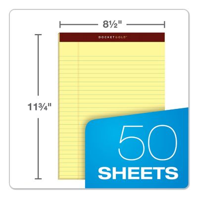 Image showing  Docket Gold Ruled Perforated Writing Pads, Wide/Legal Rule, 8.5 in. x 11.75 in., 12-Pack