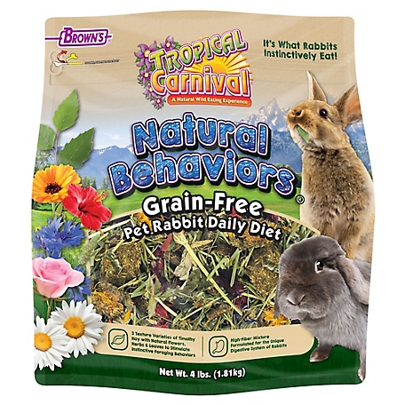 Brown's Tropical Carnival Natural Behaviors Pet Rabbit Food, 4 lb.