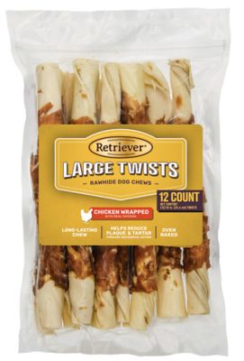 Retriever Large Twists Chicken-Wrapped Rawhide Dog Chew Treats, 12 ct.
