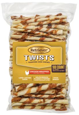 Retriever Twists Chicken-Wrapped Rawhide Dog Chew Treats, 100 ct.