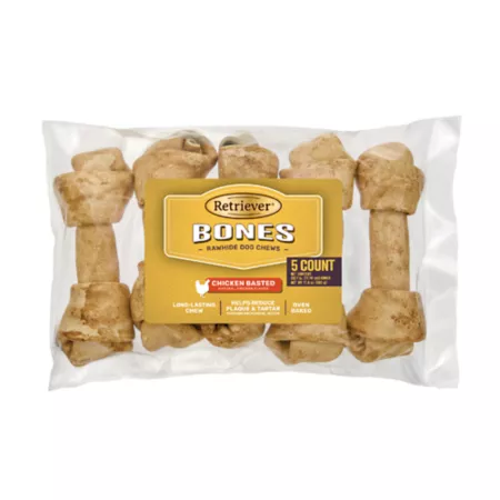 Retriever Bones Chicken Rawhide Dog Chews 5 ct Dog Bones Rawhide & Rawhide Alternative