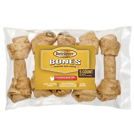Retriever Bones Chicken-Basted Rawhide Dog Chew Treats, 5 ct.