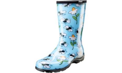 Sloggers Women's Rain and Garden Boots, Light Blue, Bees and Flowers Print, 10.5 in. x 15.5 in. Opening