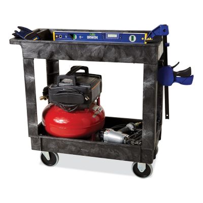 Image showing 5 th Rubbermaid 2-Shelf 300 lb. Capacity Heavy-Duty Service/Utility Cart, Black