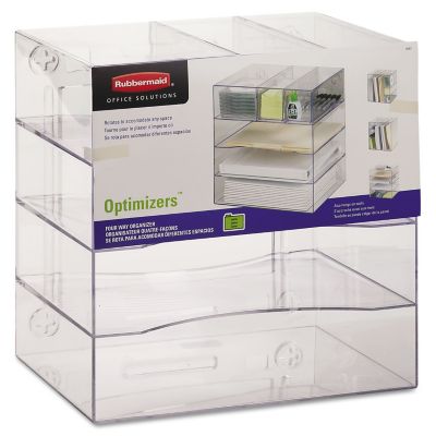 Rubbermaid Optimizers 4-Way Organizer with Drawers, Plastic, 13-1/4 in. x 10 in. x 13-1/4 in., Clear