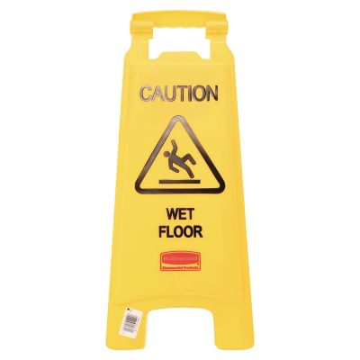 Image showing  25 in. Plastic Caution Wet Floor Sign, Bright Yellow