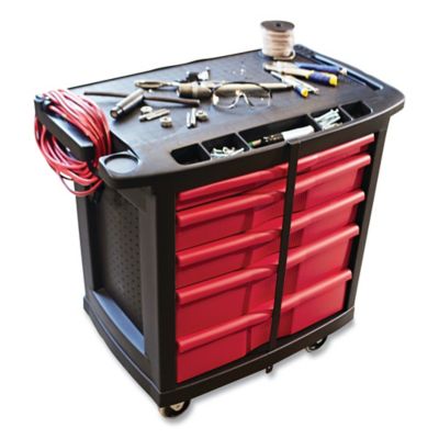 Image showing 6 th Rubbermaid 250 lb. Capacity 5-Drawer Mobile Work Center, 32-1/2 in. x 20 in. x 33-1/2 in., Black