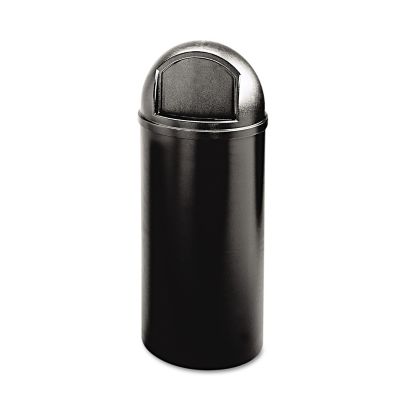 Rubbermaid 25 gal. Marshal Classic Trash Container, Round, Polyethylene, Black
