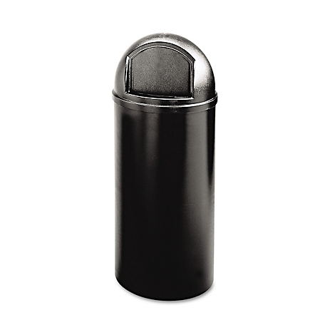 Rubbermaid 25 gal. Marshal Classic Trash Container, Round, Polyethylene, Black