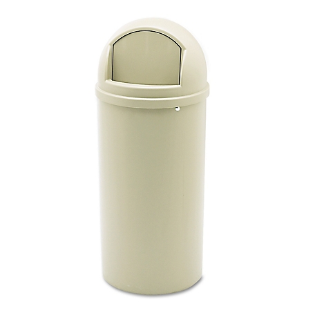 Rubbermaid 15 gal. Marshal Classic Trash Container, Round, Polyethylene, Beige