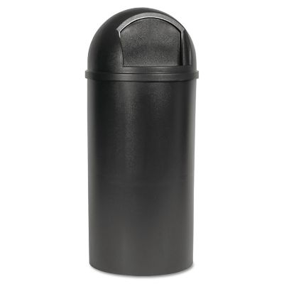 Rubbermaid 15 gal. Marshal Classic Round Poly Trash Container, Brown