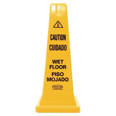 Rubbermaid 25 in. Four-Sided Caution Wet Floor Safety Cone, Yellow