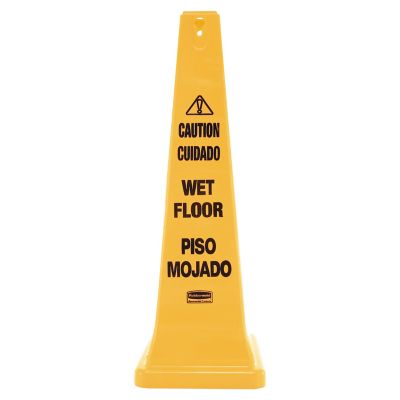 Rubbermaid 36 in. Four-Sided Caution Wet Floor Safety Cone, Yellow