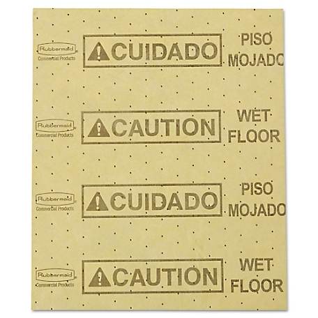 Rubbermaid 16.5 in. x 20 in. Over-the-Spill Pad, Caution Wet Floor, Yellow, 22 Sheets/Pad