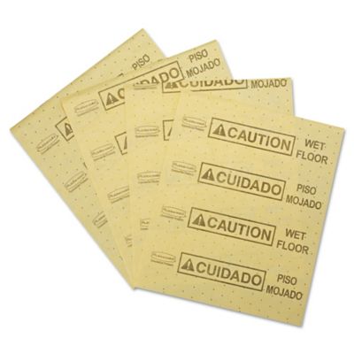 Image showing  20 in. Over-the-Spill Caution Wet Floor Pad, Yellow, 22 Sheets/Pad
