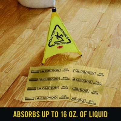 Image showing  20 in. Over-the-Spill Caution Wet Floor Pad, Yellow, 22 Sheets/Pad