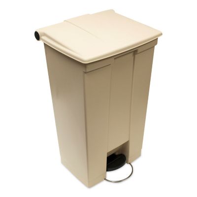 Image showing  23 gal. Step-On Poly Trash Receptacle with Wheels, Beige