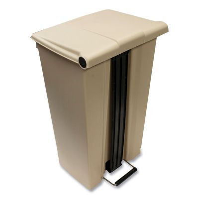 Image showing  23 gal. Step-On Poly Trash Receptacle with Wheels, Beige