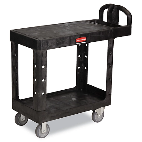 Rubbermaid 500 lb. Capacity Flat Shelf Utility Cart, Two-Shelf, 19.19 in. x 37.88 in. x 33.33 in., Black
