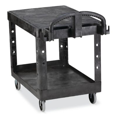 Image showing  2-Shelf 500 lb. Capacity Flat Shelf Utility Cart, 25.25 in. x 44 in. x 38.13 in., Black