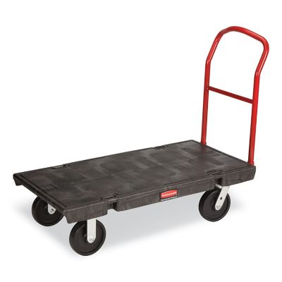 Rubbermaid 750 lb. Capacity Heavy-Duty 2-Shelf Utility Cart, TPR Casters, 26 in. x 55 in. x 33.25 in., Black