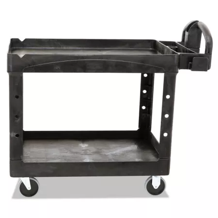 Rubbermaid Heavy-Duty Utility Cart 500 lb Capacity Two-Shelf 25.9 in x 45.2 in x 32.2 in Black Utility Carts