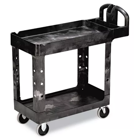 Rubbermaid Heavy Duty Utility Cart 750 lb Capacity Two Shelves 17.13 in x 38.5 in x 38.88 in Black Utility Carts