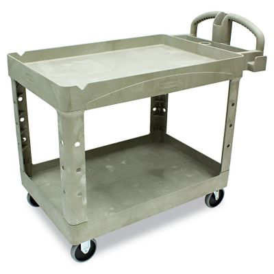 Rubbermaid 500 lb. Capacity Heavy-Duty Utility Cart, Two-Shelf, 25.9 in. x 45.2 in. x 32.2 in., Beige