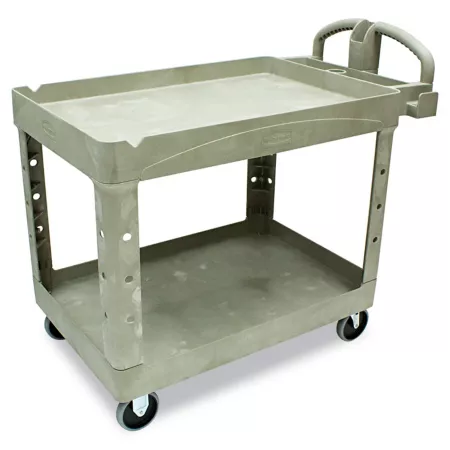 Rubbermaid Heavy-Duty Utility Cart 500 lb Capacity Two-Shelf 25.9 in x 45.2 in x 32.2 in Beige Utility Carts