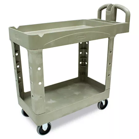 Rubbermaid Heavy-Duty Utility Cart 500 lb Capacity Two-Shelf 17.13 in x 38.5 in x 38.88 in Beige Utility Carts