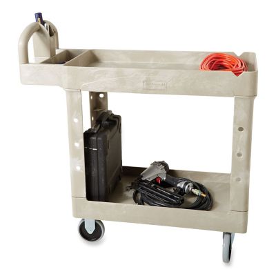 Image showing  2-Shelf 500 lb. Capacity Heavy-Duty Utility Cart, 17.13 in. x 38.5 in. x 38.88 in., Beige