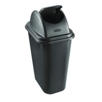 Image showing  Rectangular Plastic Free-Swinging Wastebasket Lid, Black