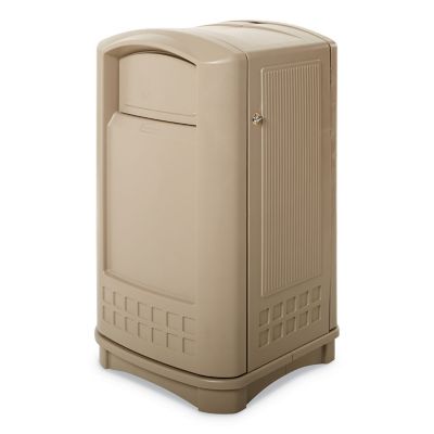 Rubbermaid 50 gal. Plaza Indoor/Outdoor Waste Container, Rectangular, Plastic, Beige