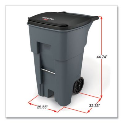 Image showing  BRUTE 65 gal. Rollout Heavy-Duty Square Poly Waste Container, Gray